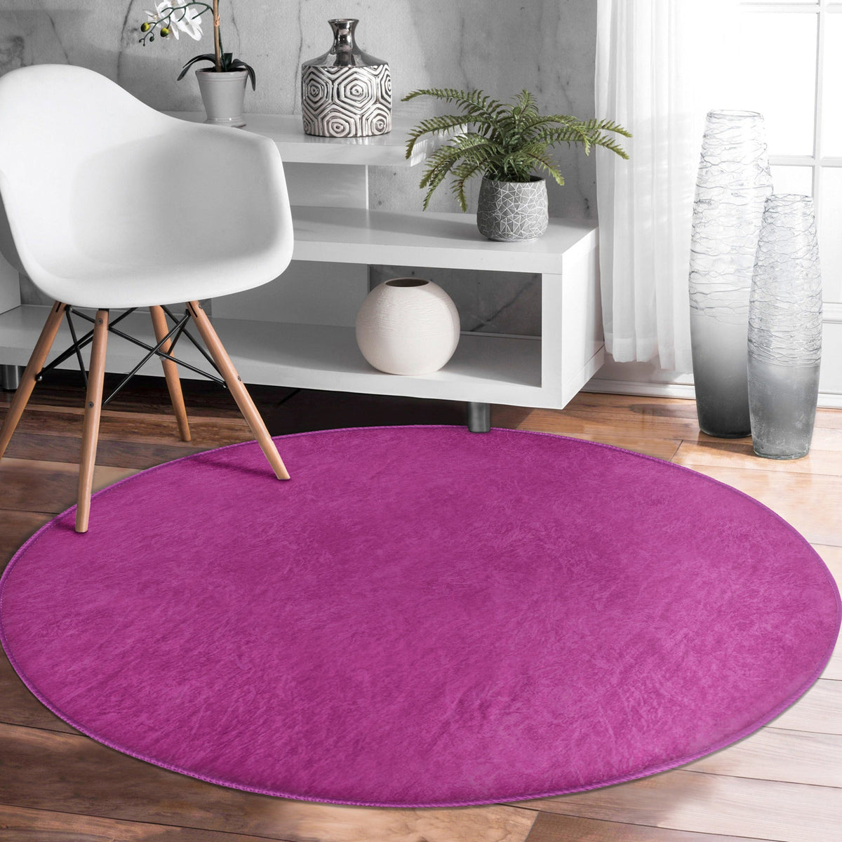 The Amethyst Purple Velvet Round Rug