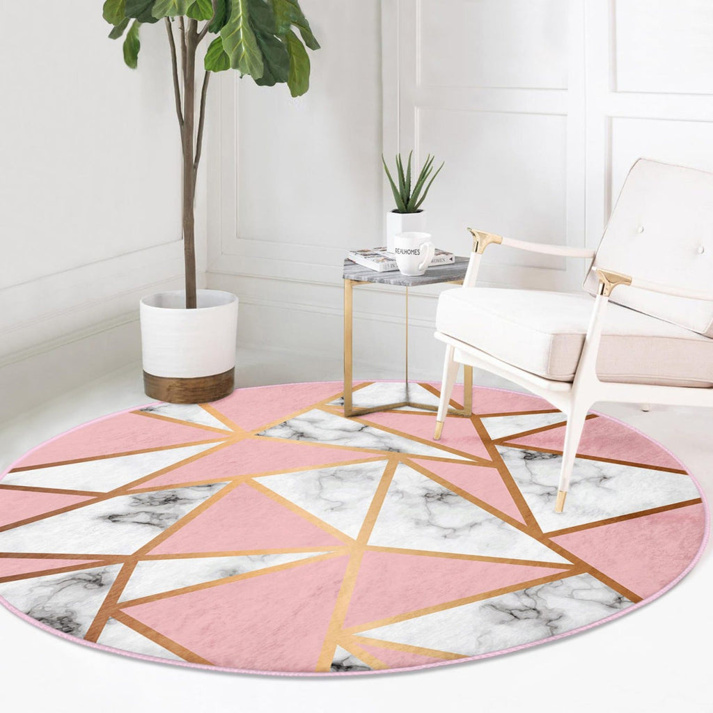 The Blush Diamond Pattern Luxury Round Rug