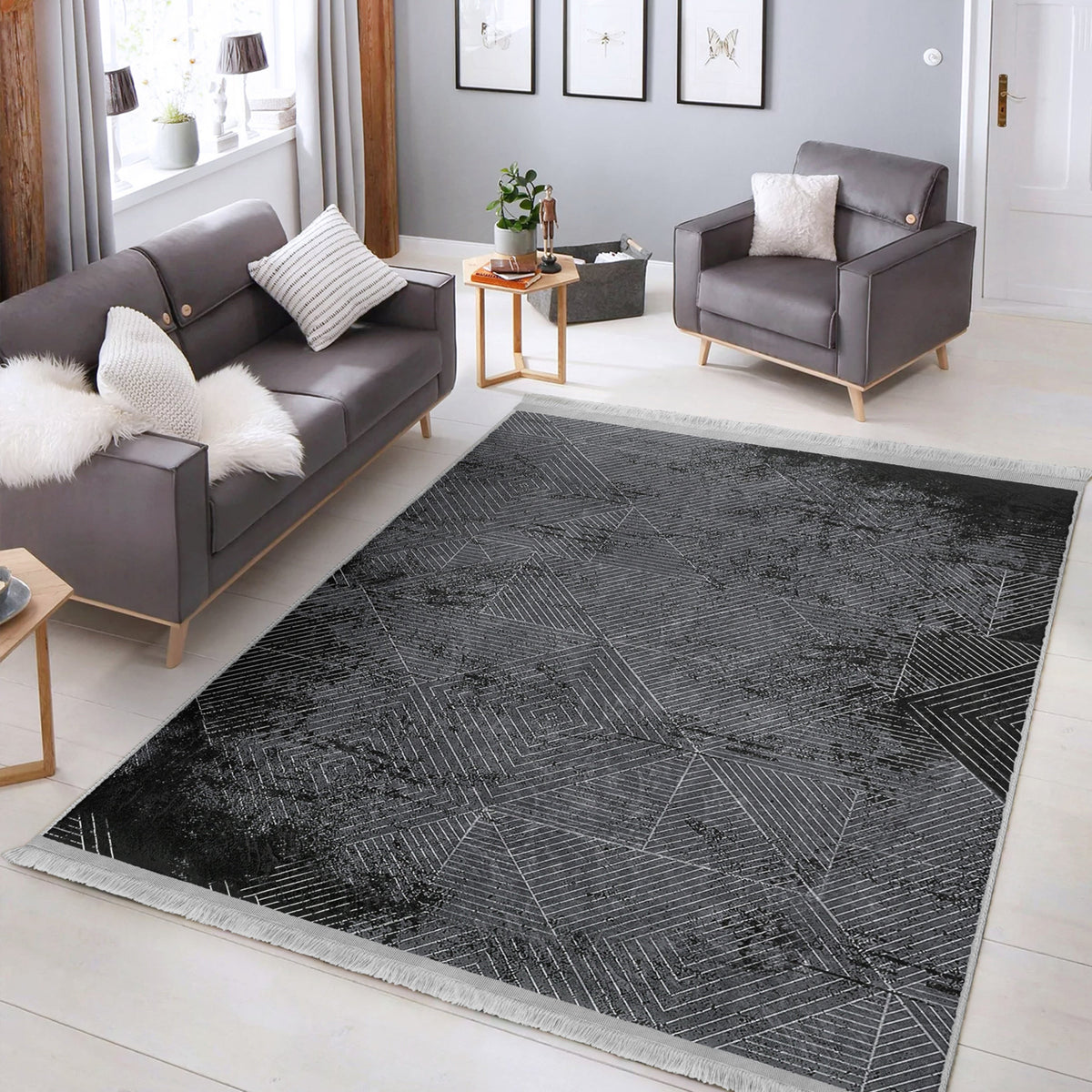 The Geometric Lattice Washable Area Rug