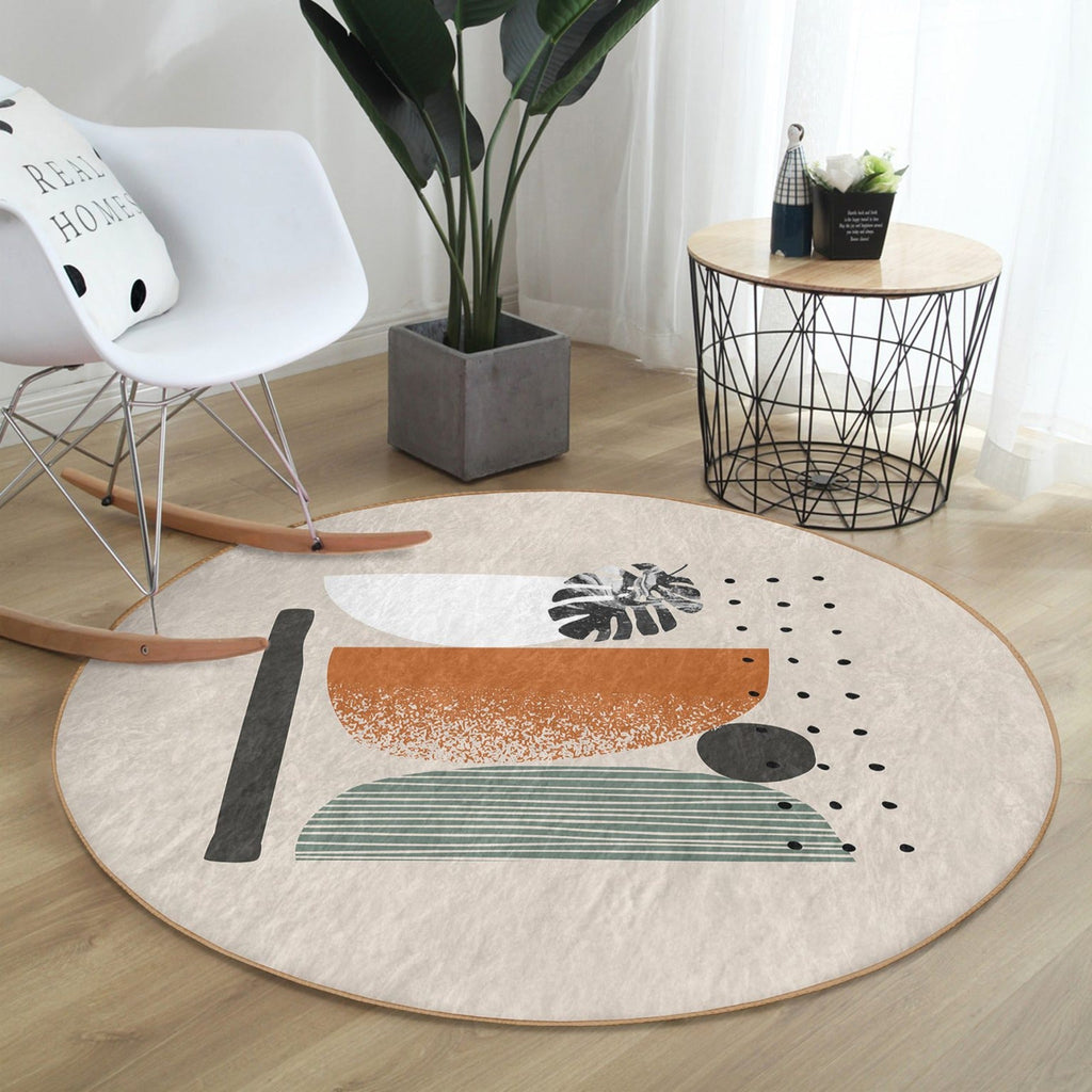 The Contemporary Abstract Living Room Round Rug
