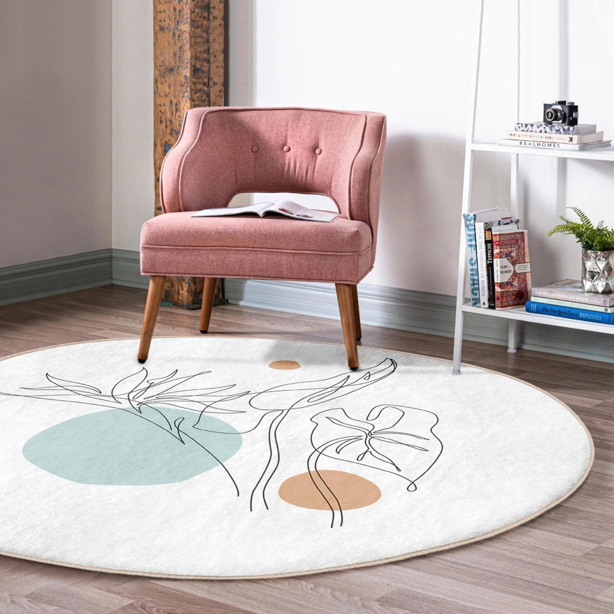 The Linear Flow Abstract Washable Round Rug