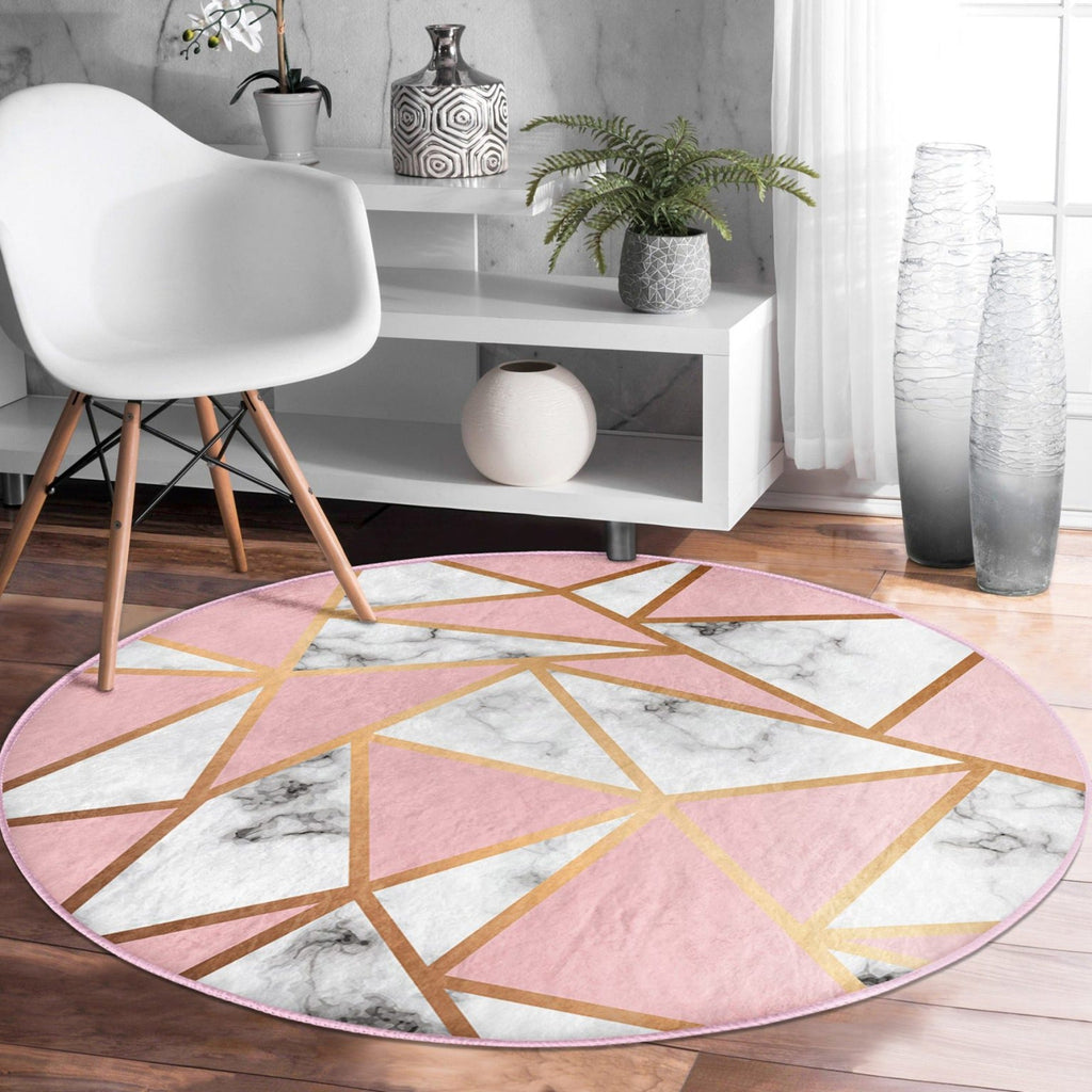 The Blush Diamond Pattern Luxury Round Rug