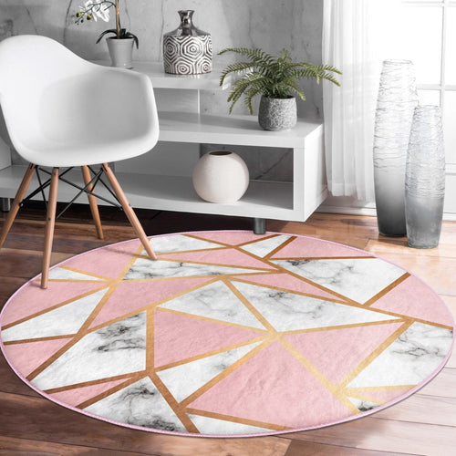 The Blush Diamond Pattern Luxury Round Rug