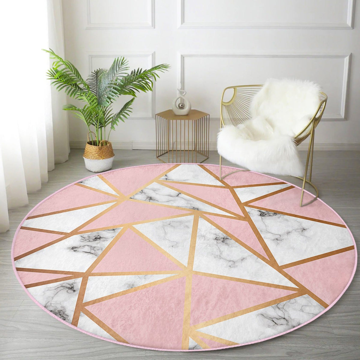 The Blush Diamond Pattern Luxury Round Rug