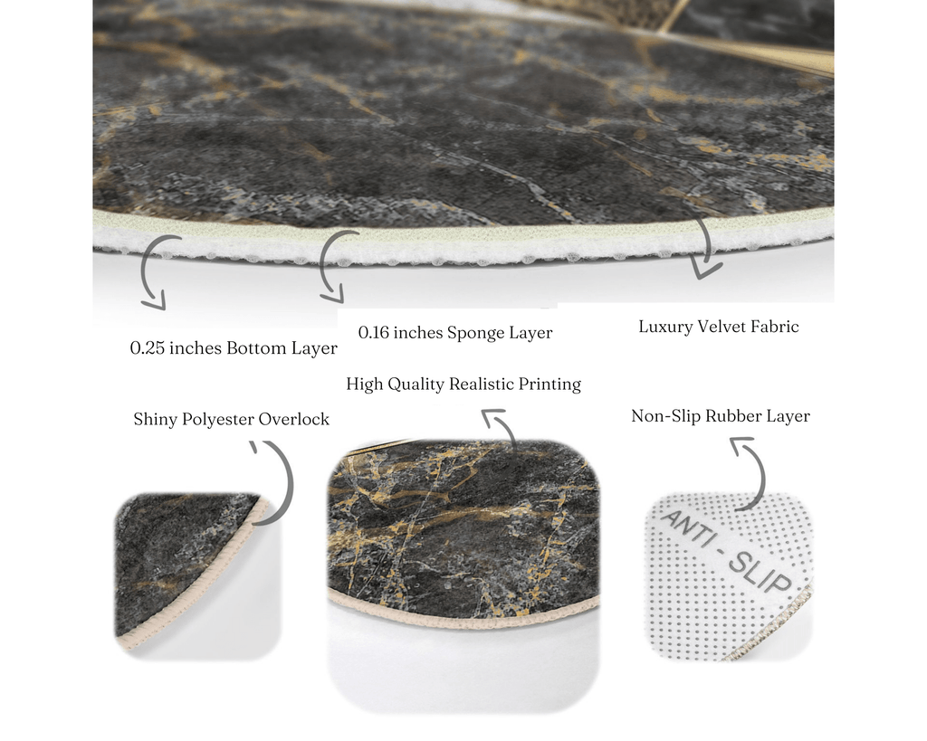 The Carrara Gold Marble Luxury Round Rug