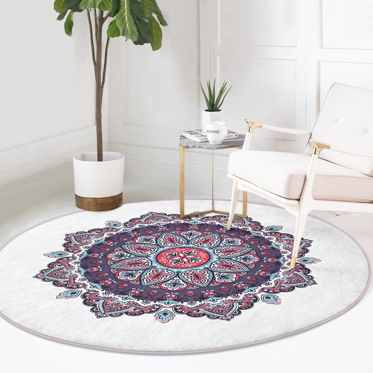 The Zen Lotus Yoga Sanctuary Round Rug