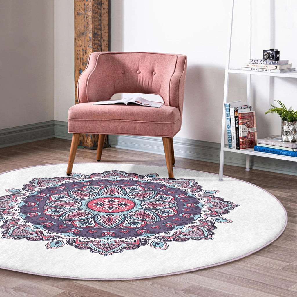 The Zen Lotus Yoga Sanctuary Round Rug