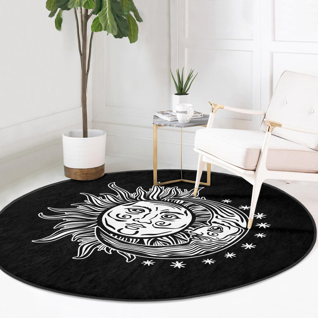 The Eclipse Sun & Moon Meditative Round Rug