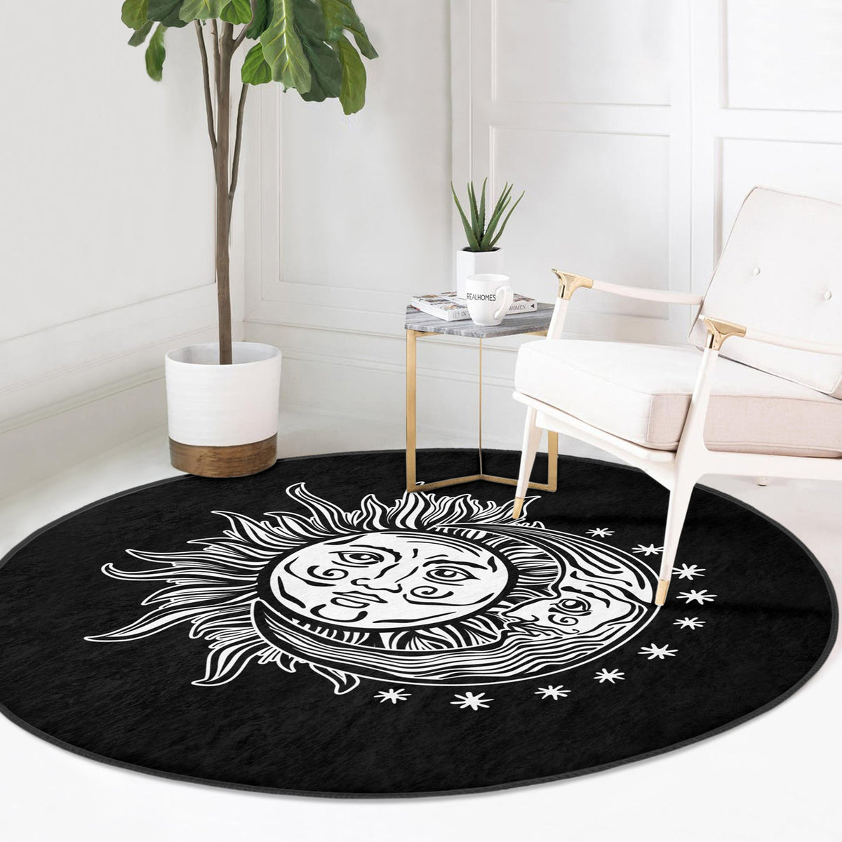 The Eclipse Sun & Moon Meditative Round Rug