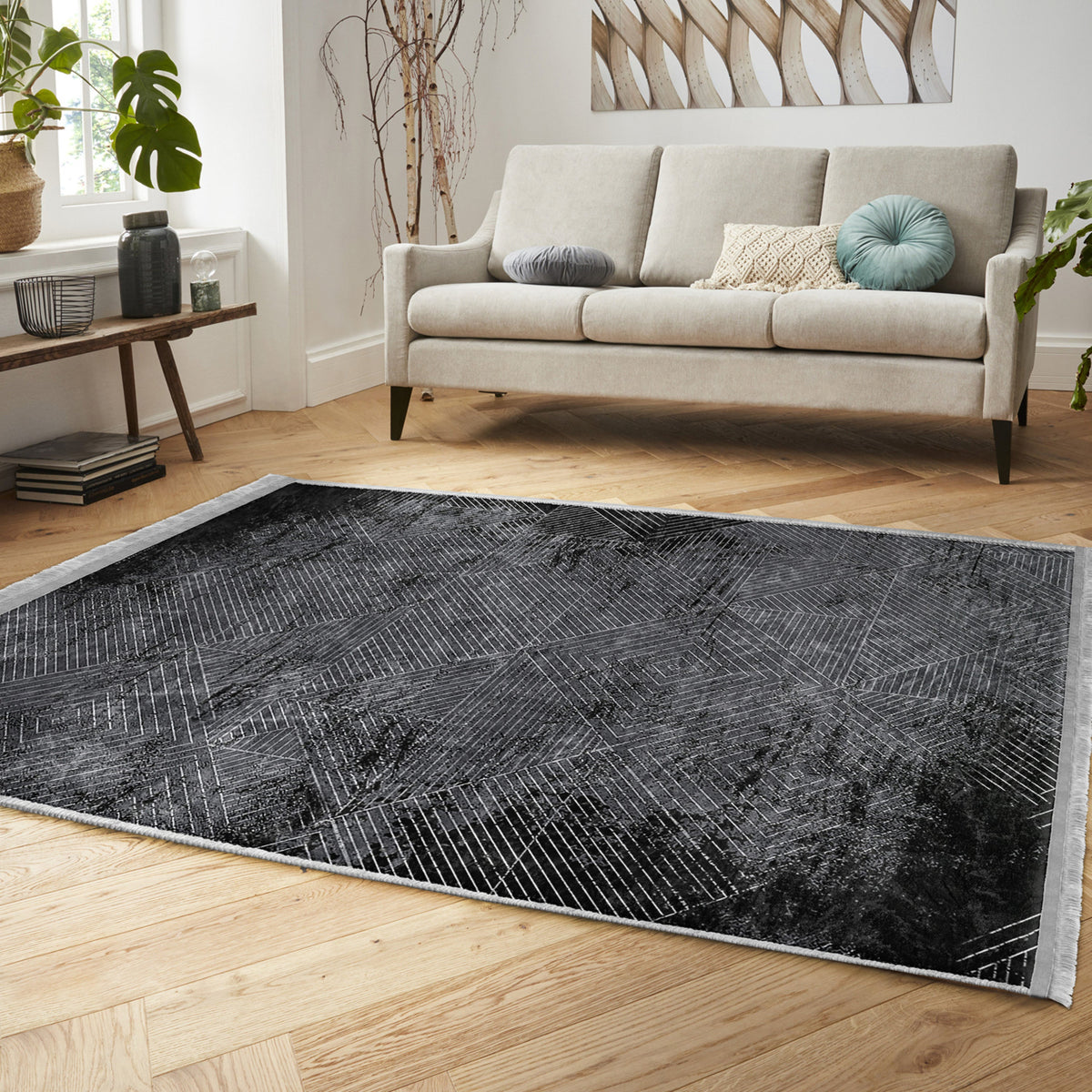 The Geometric Lattice Washable Area Rug