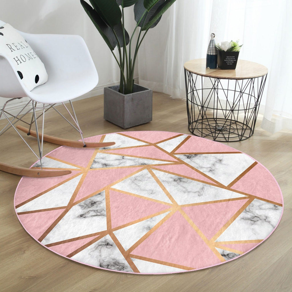 The Blush Diamond Pattern Luxury Round Rug