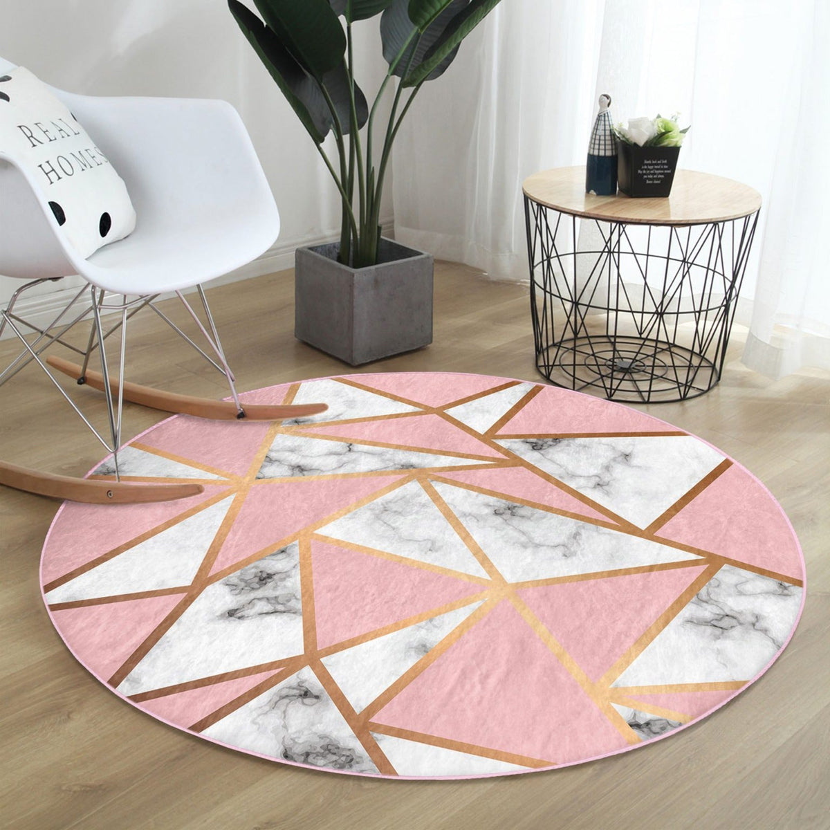 The Blush Diamond Pattern Luxury Round Rug
