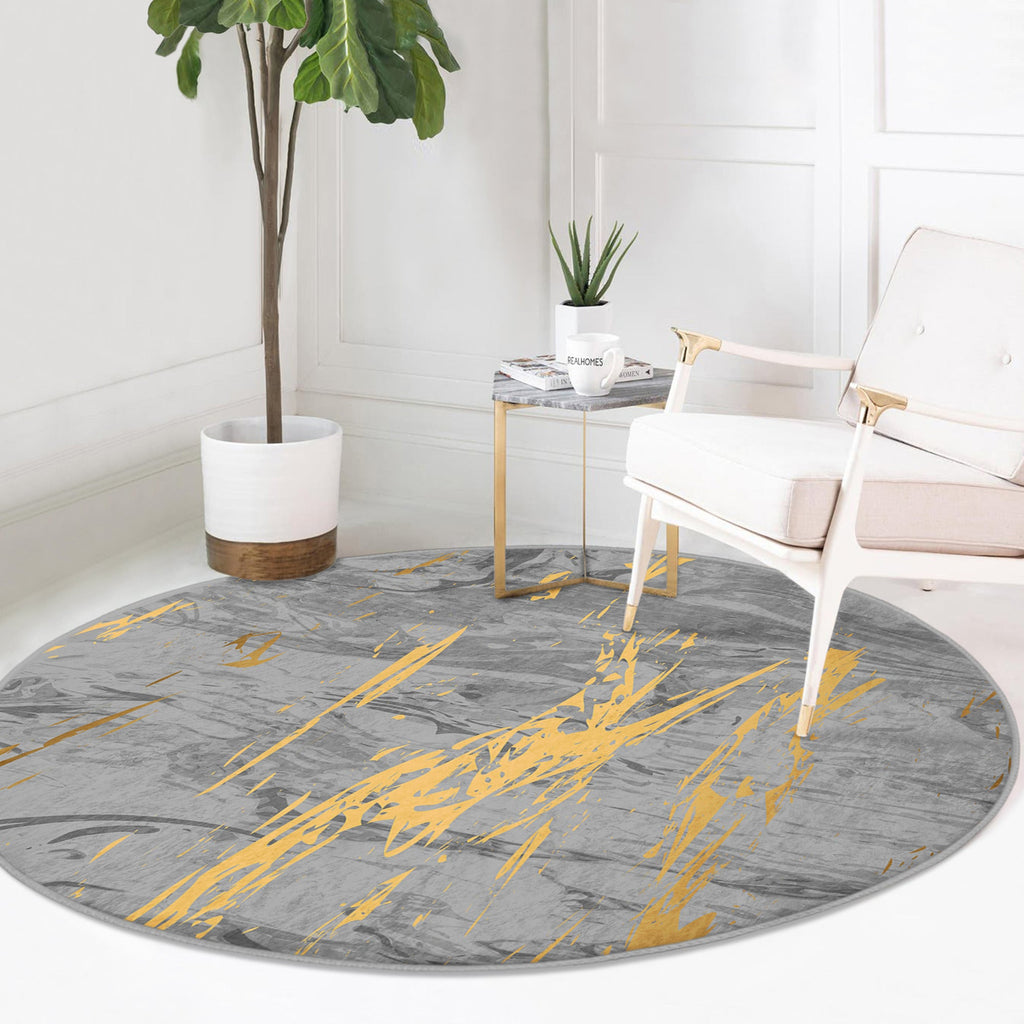 The Imperial Gray Marble Luxury Round Rug