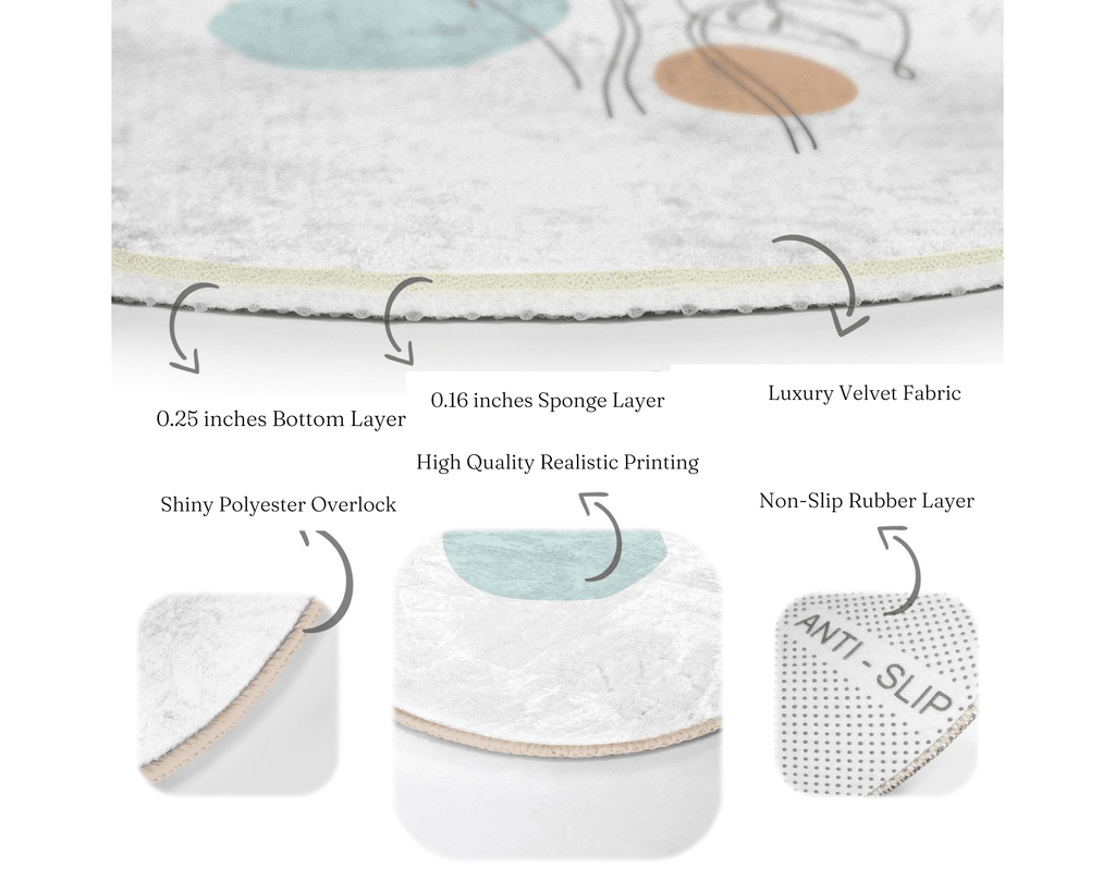 The Linear Flow Abstract Washable Round Rug
