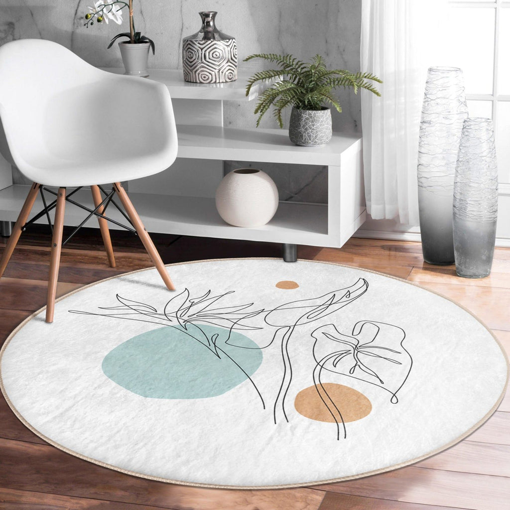 The Linear Flow Abstract Washable Round Rug