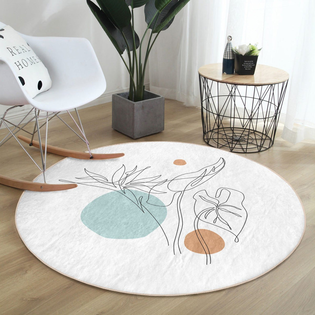 The Linear Flow Abstract Washable Round Rug