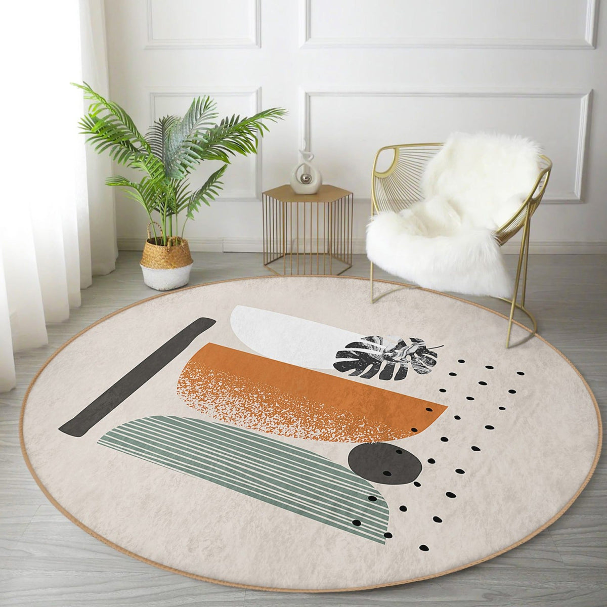 The Contemporary Abstract Living Room Round Rug