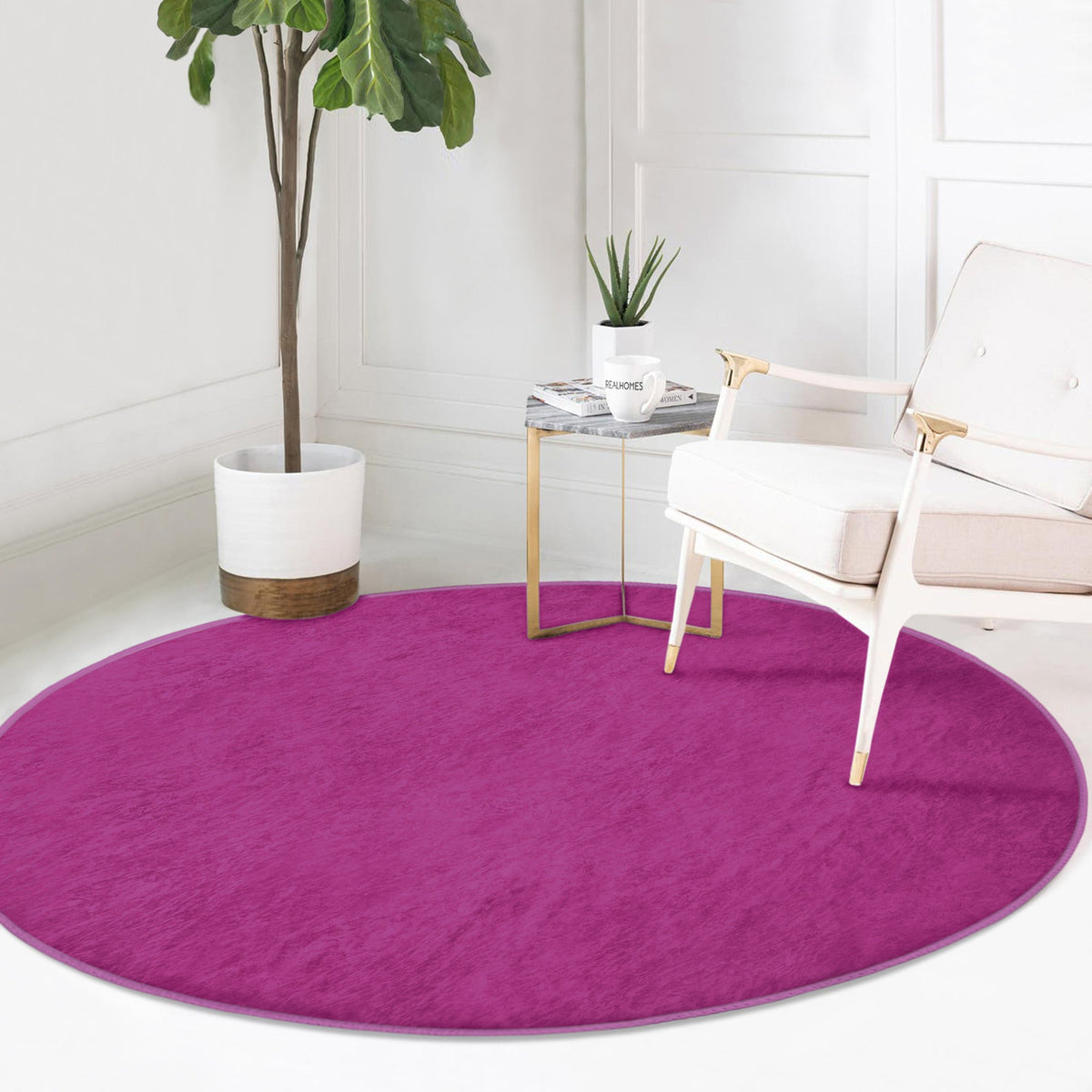 The Amethyst Purple Velvet Round Rug