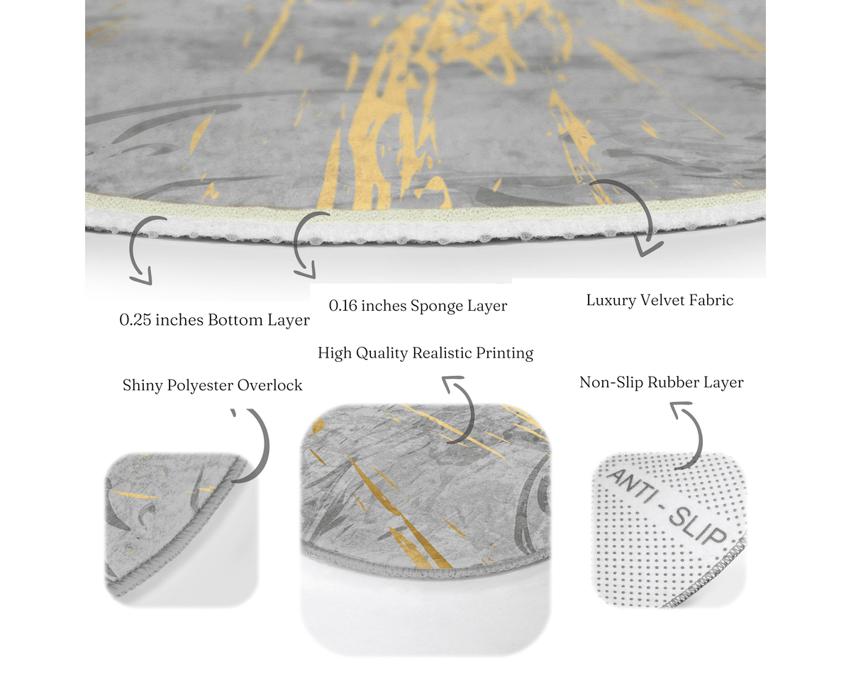 The Imperial Gray Marble Luxury Round Rug