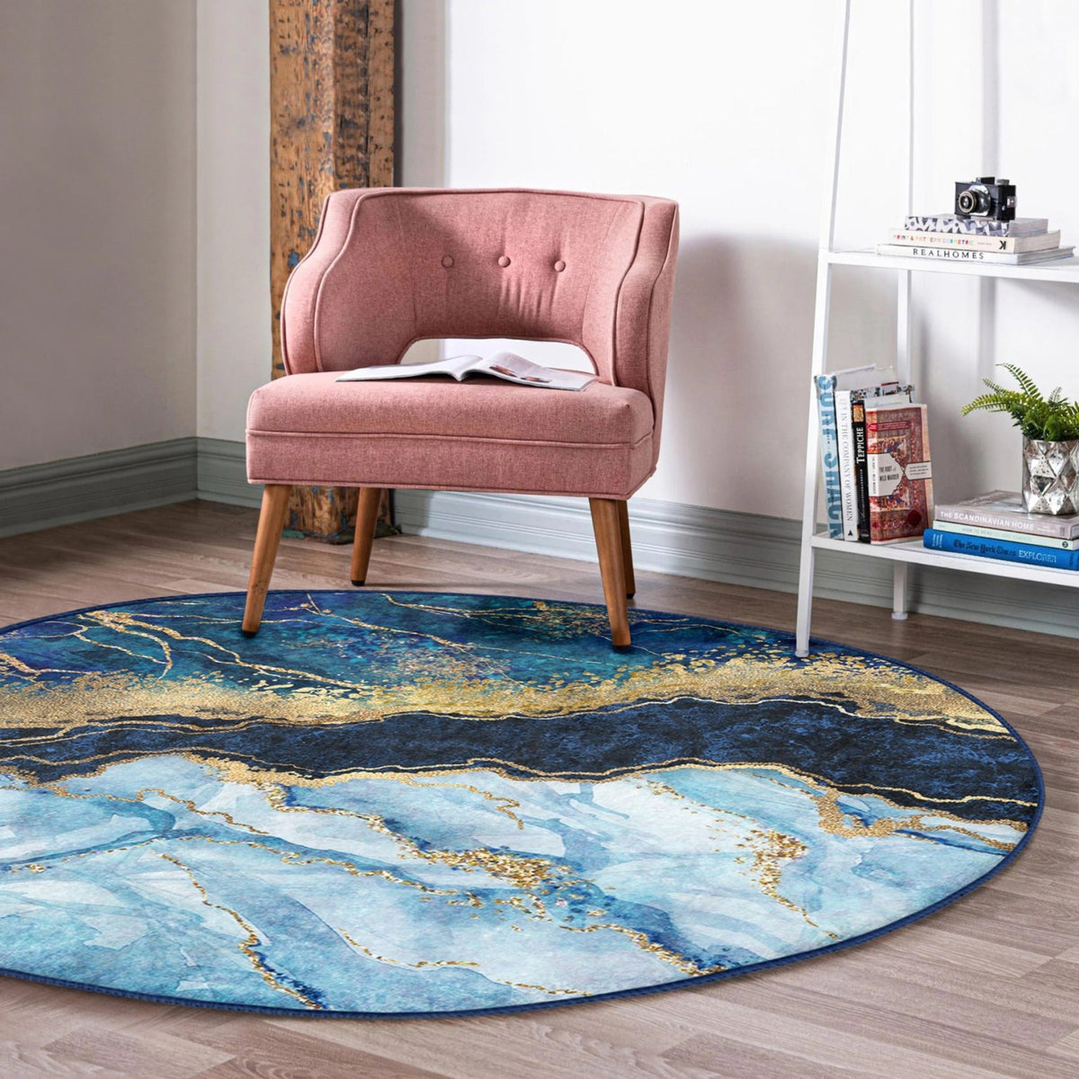The Blue Marble Luxury Washable Round Rug