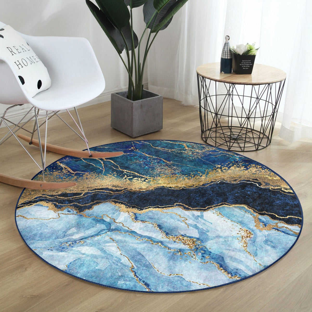 The Blue Marble Luxury Washable Round Rug