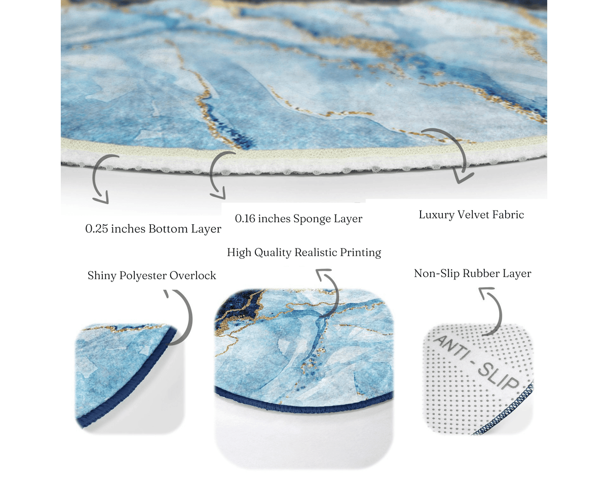 The Blue Marble Luxury Washable Round Rug