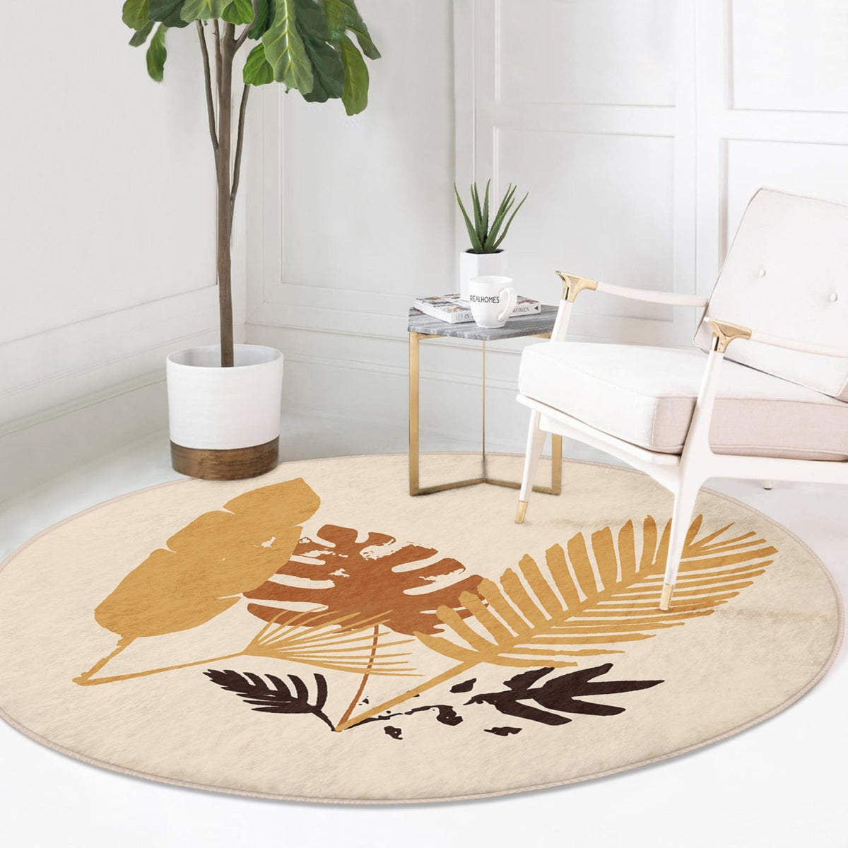 The Autumn Leaves Seasonal Washable Round Rug