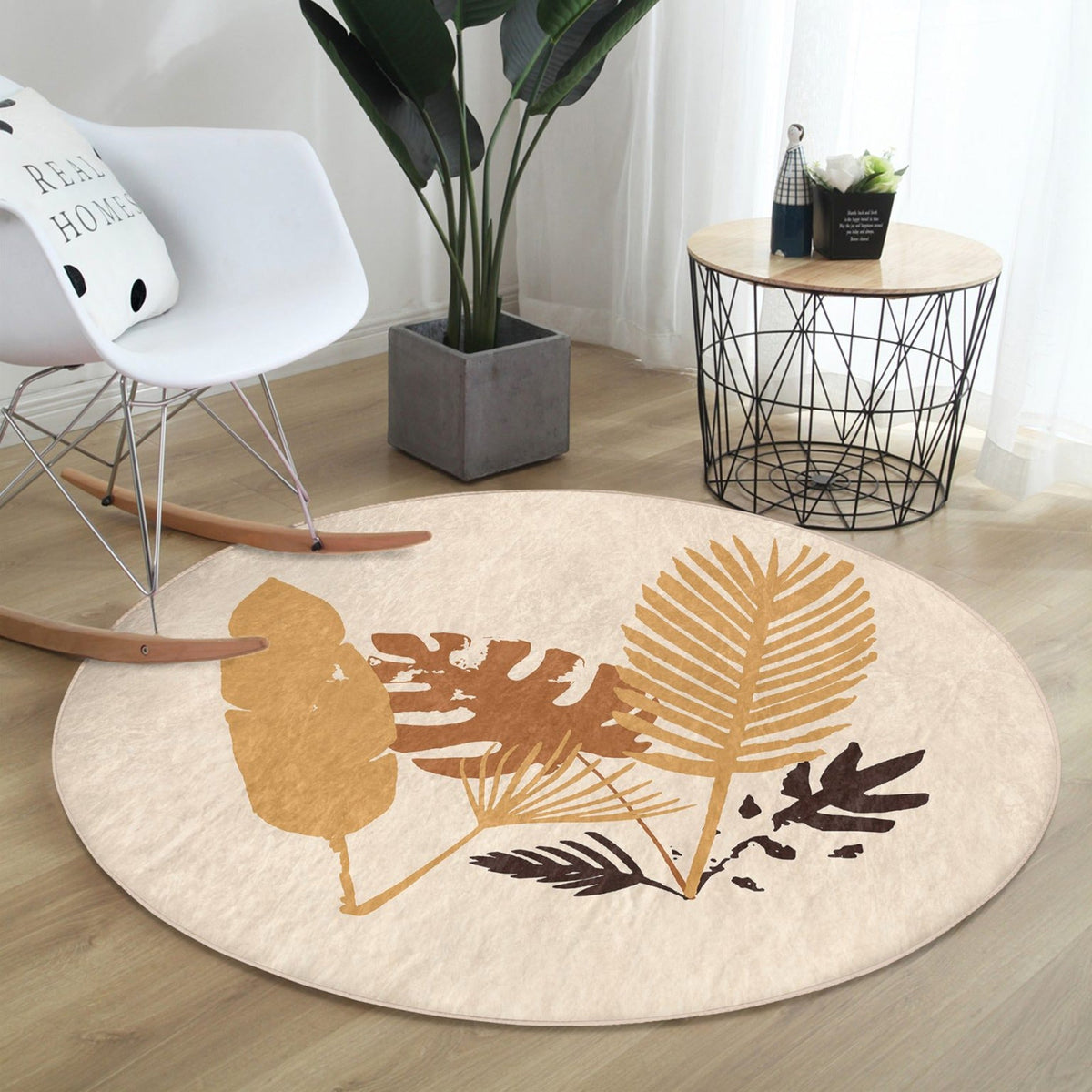 The Autumn Leaves Seasonal Washable Round Rug