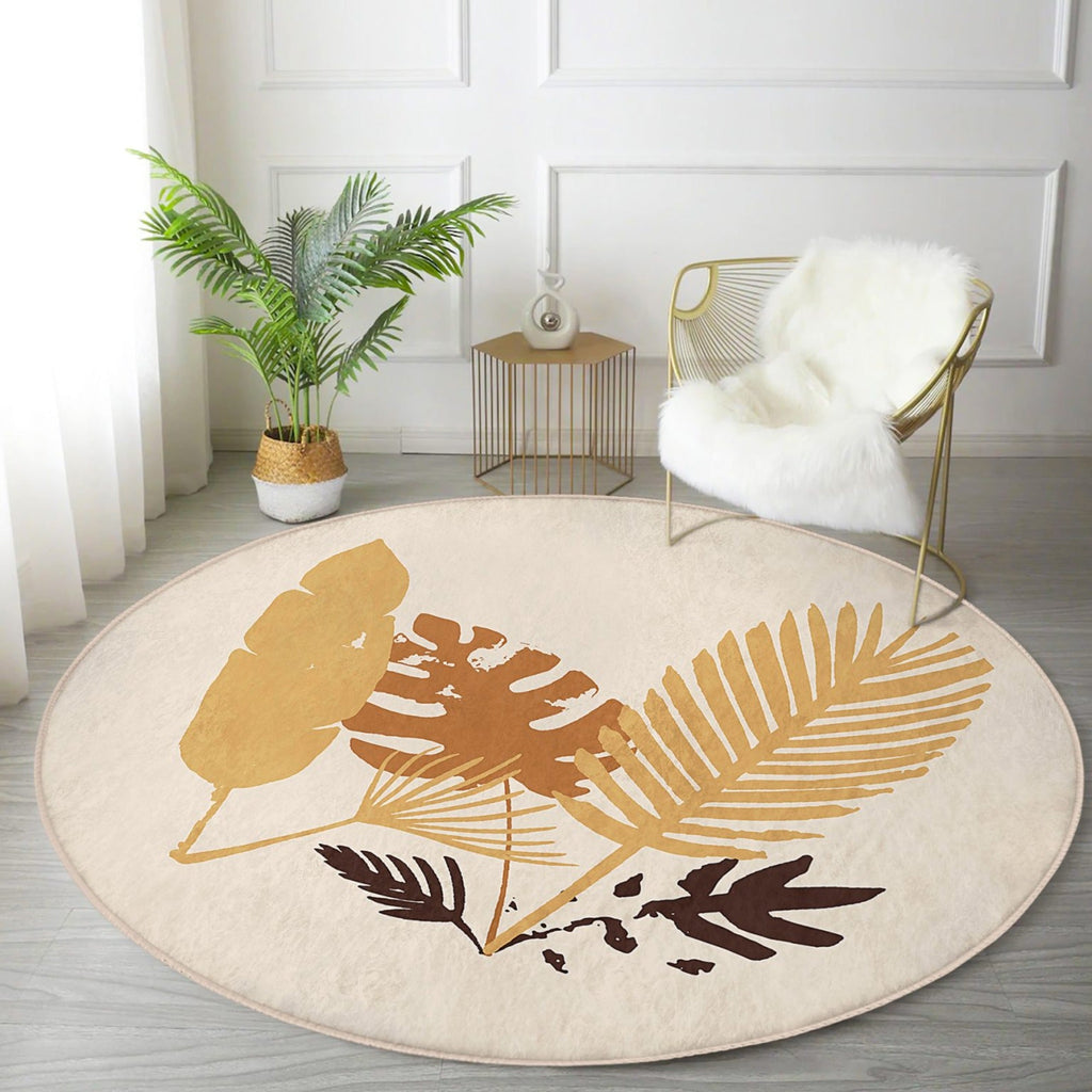 The Autumn Leaves Seasonal Washable Round Rug