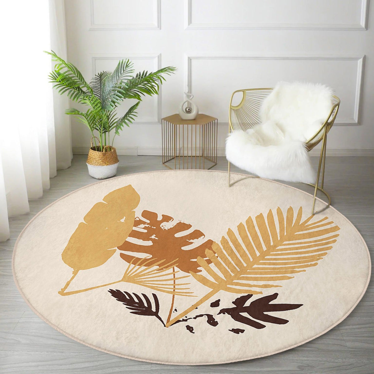 The Autumn Leaves Seasonal Washable Round Rug