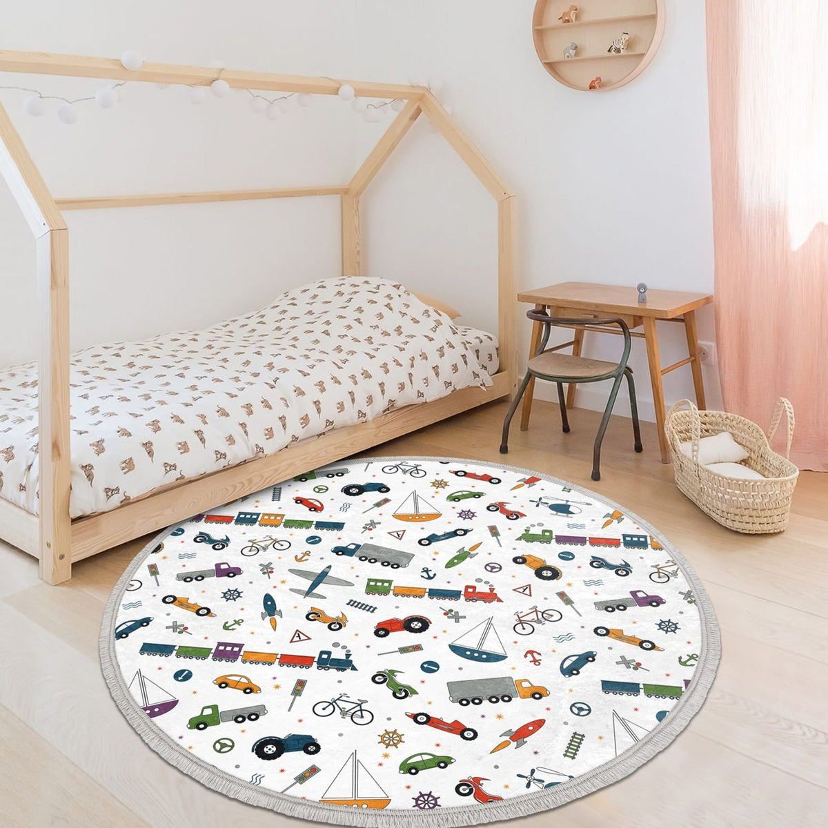 The Transportation Express Kids Nursery Round Rug