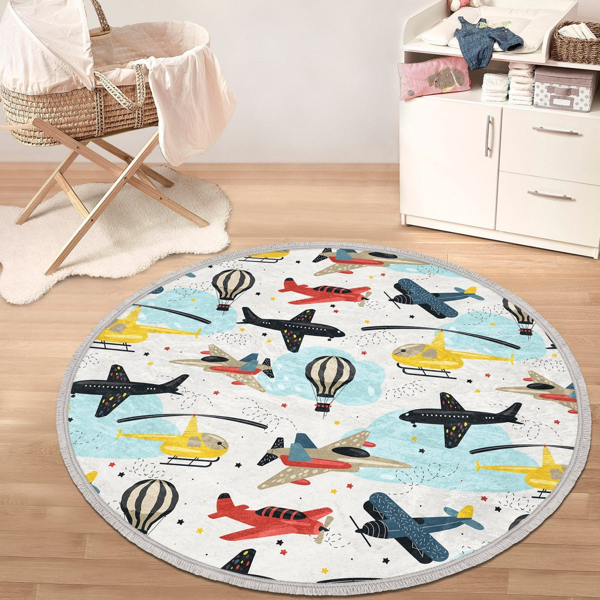 The Aviator Sky Adventure Nursery Round Rug