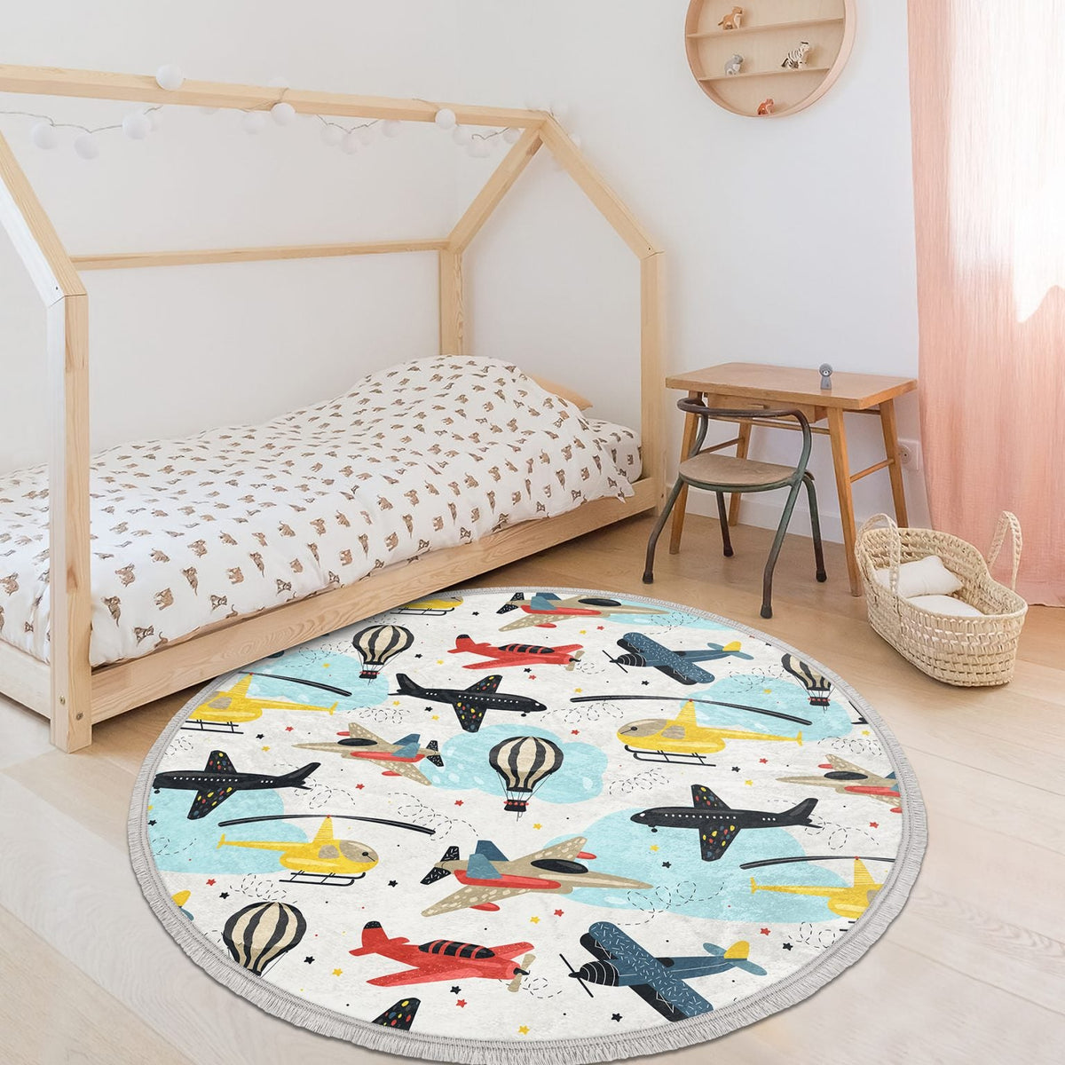 The Aviator Sky Adventure Nursery Round Rug