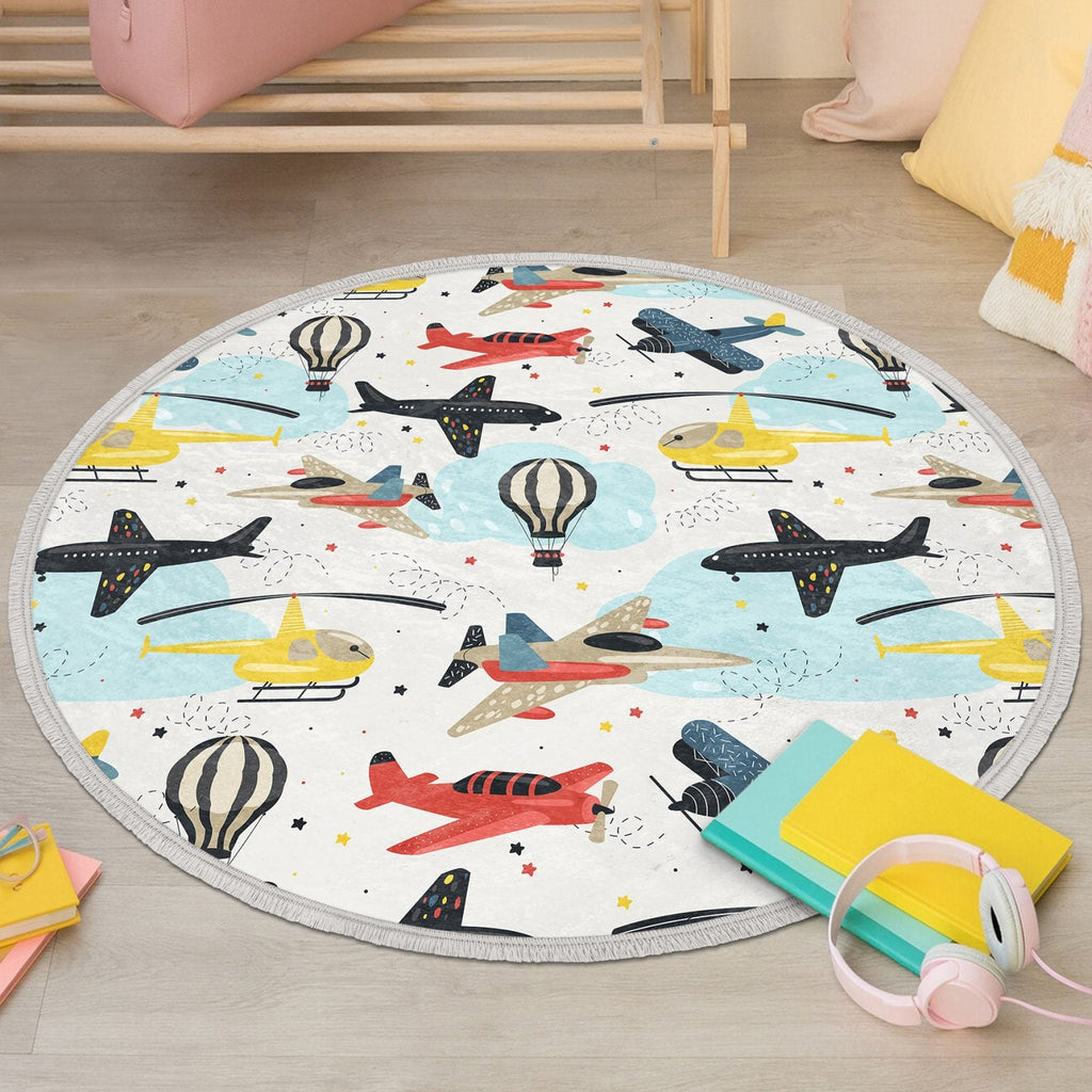 The Aviator Sky Adventure Nursery Round Rug