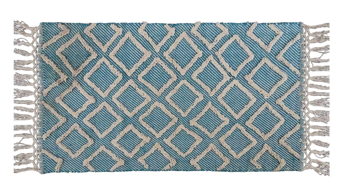 The Accent Rugs Sky Blue Diamond Pattern