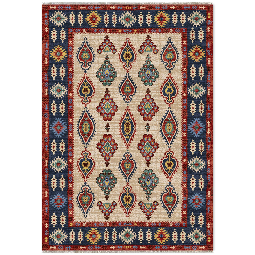 The Lantern Octagons Deep Blue Heritage Washable Rug