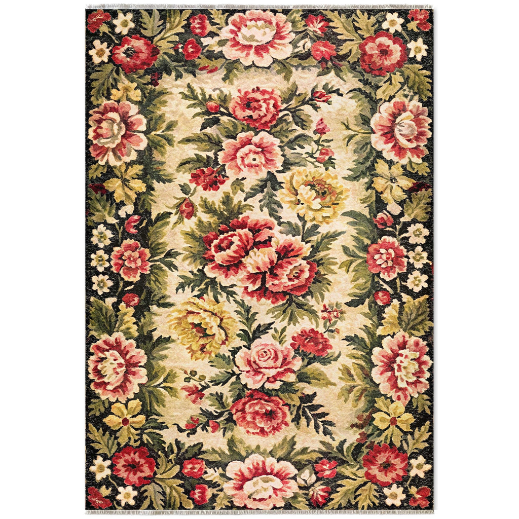 The Bold Border Charcoal Black Heritage Washable Rug