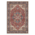 The Crossed Border Crimson Red Traditional Washable Rug