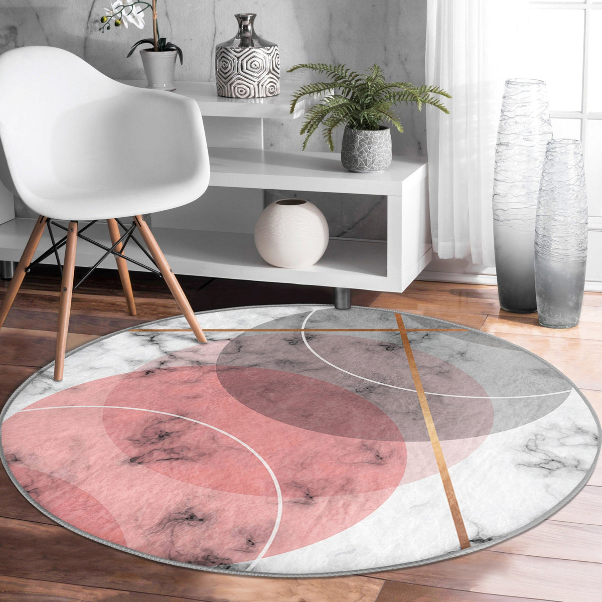 The Minimalist Horizon Abstract Round Rug