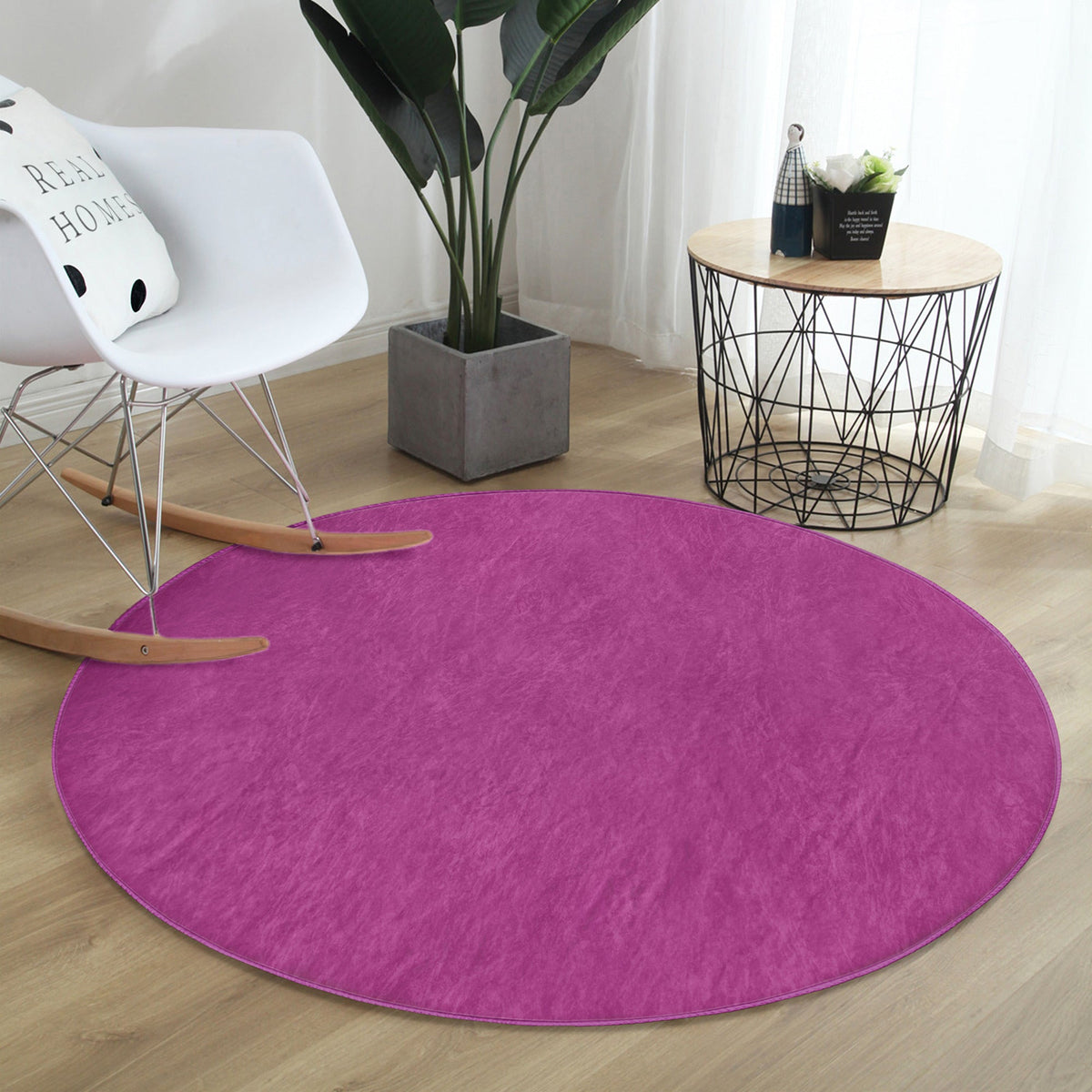 The Amethyst Purple Velvet Round Rug