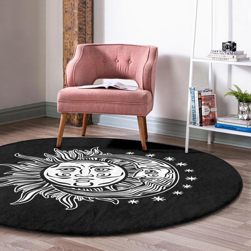 The Eclipse Sun & Moon Meditative Round Rug