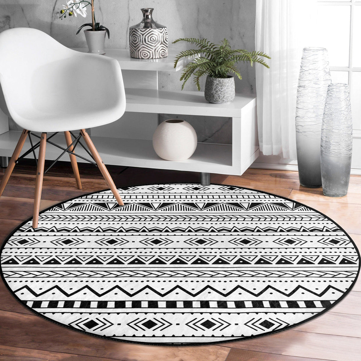 The Native Artisan Tribal Round Rug