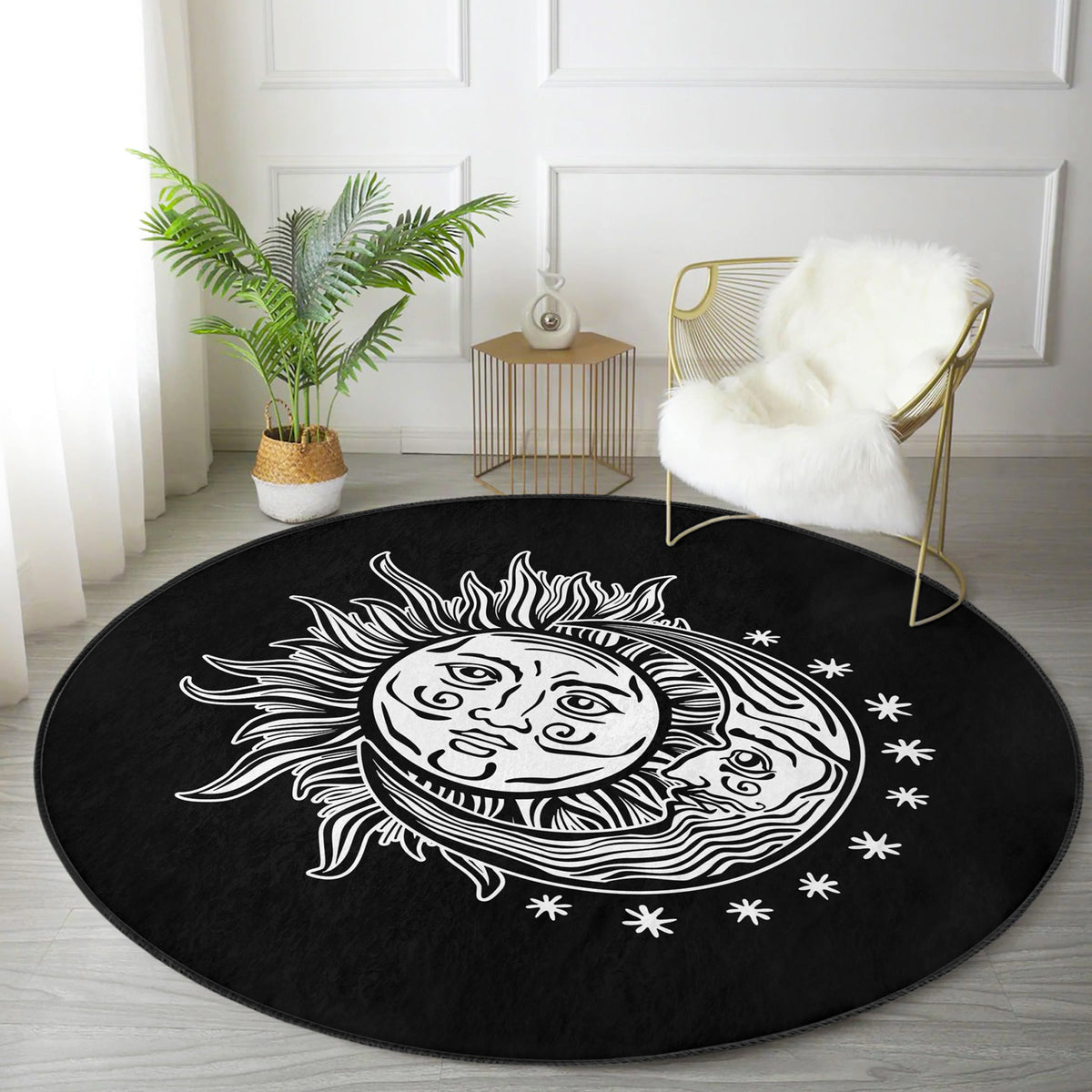 The Eclipse Sun & Moon Meditative Round Rug