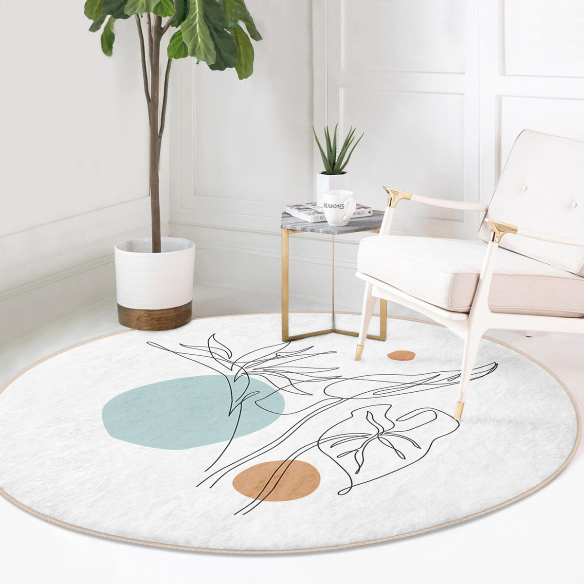 The Linear Flow Abstract Washable Round Rug