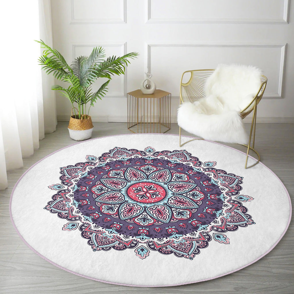 The Zen Lotus Yoga Sanctuary Round Rug