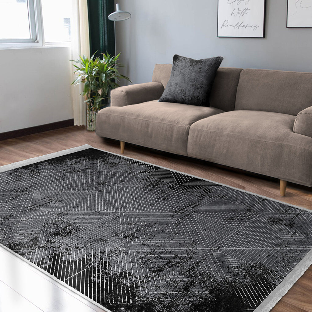 The Geometric Lattice Washable Area Rug