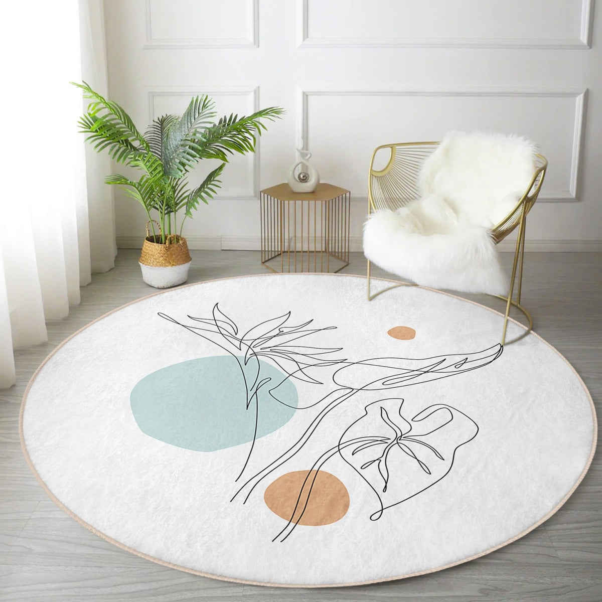 The Linear Flow Abstract Washable Round Rug