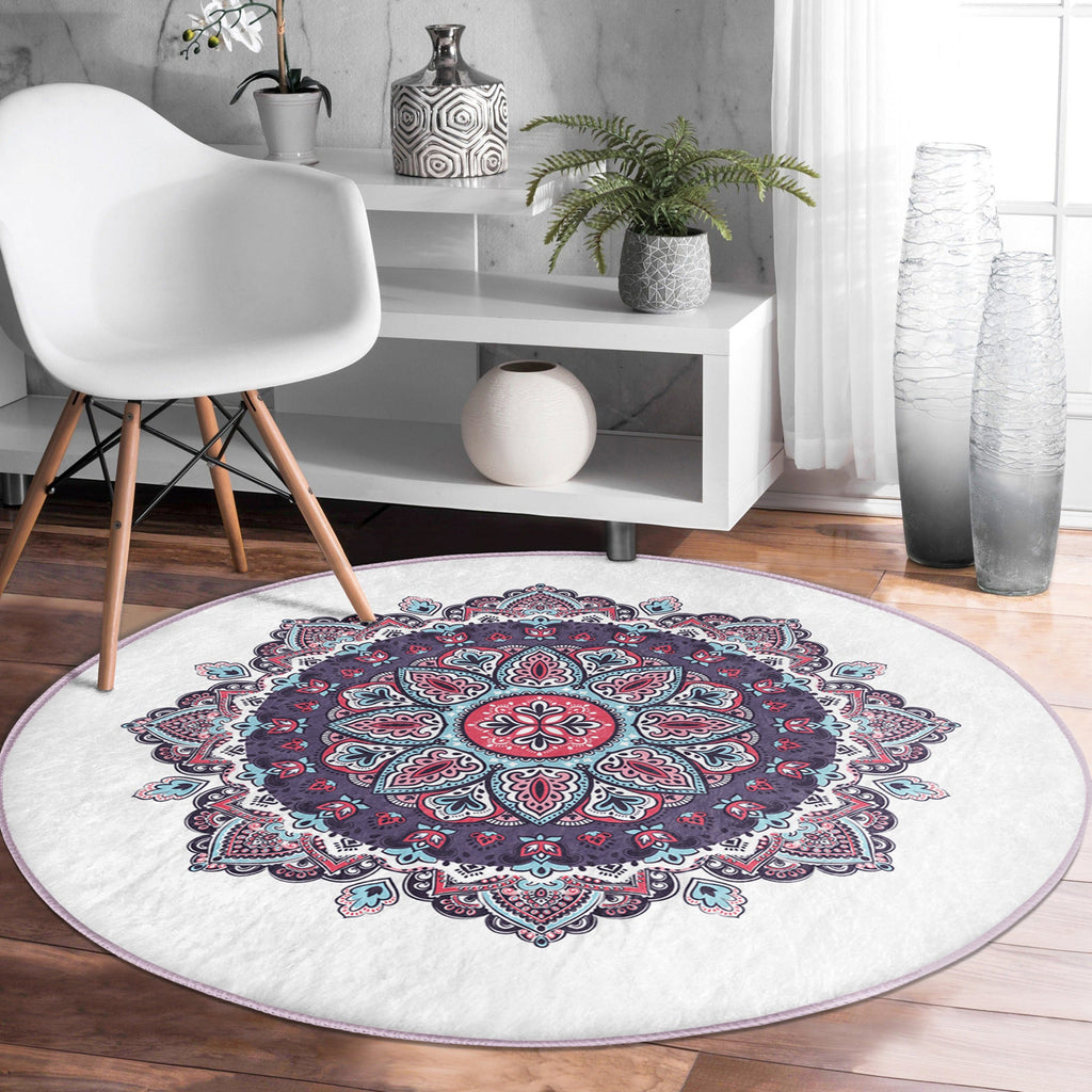 The Zen Lotus Yoga Sanctuary Round Rug