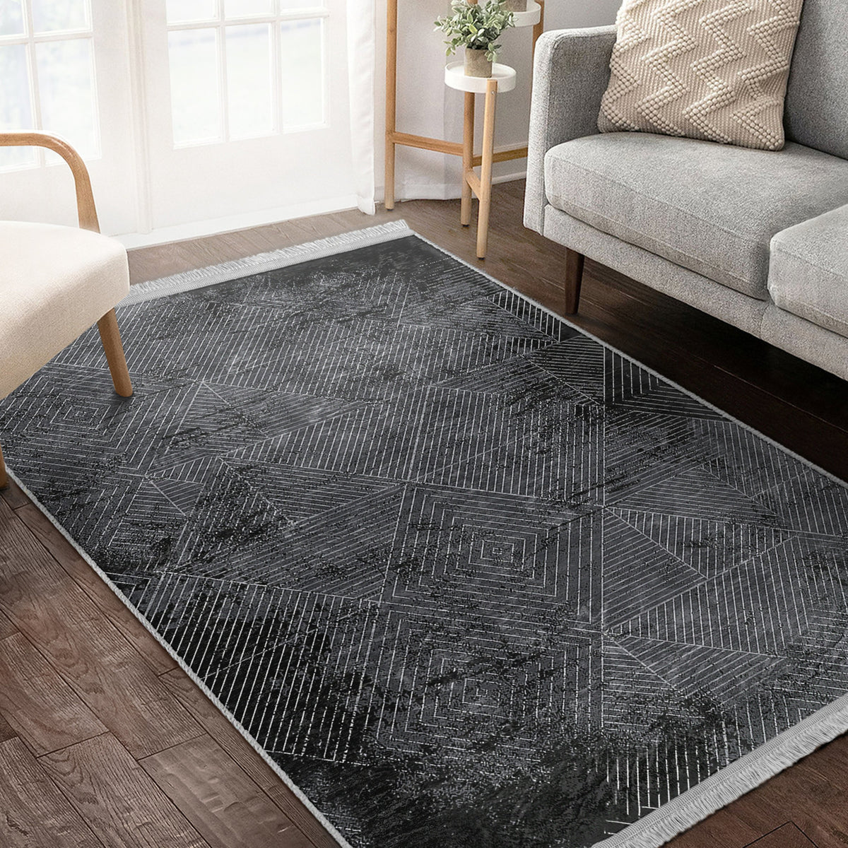 The Geometric Lattice Washable Area Rug