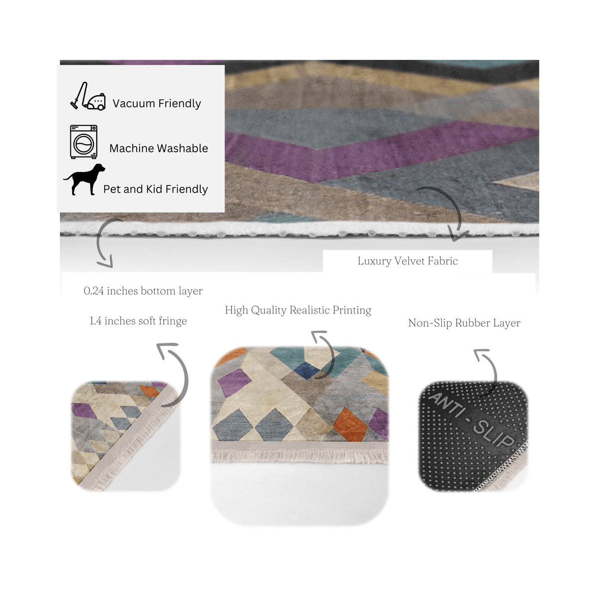 The Bohemian Botanical Washable Area Rug